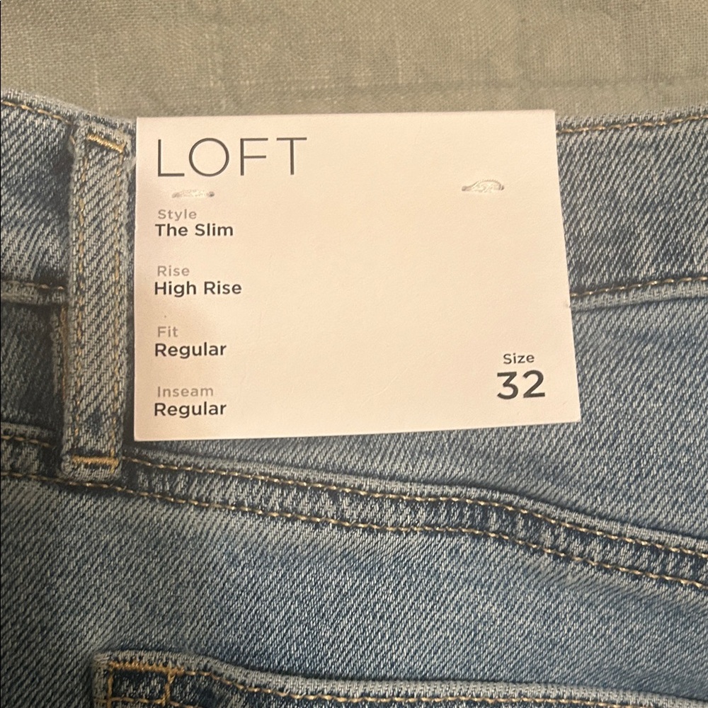 LOFT Light Blue High-Rise Straight Jeans - Picture 2 of 3